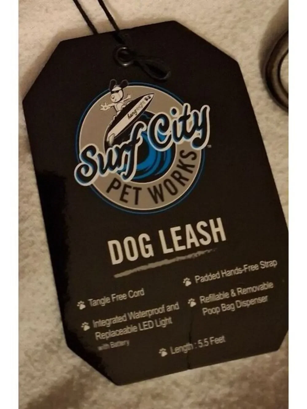NWT Surf City Pet Works Hands-Free Coiled Bungee Dog Leash with LED Light  &